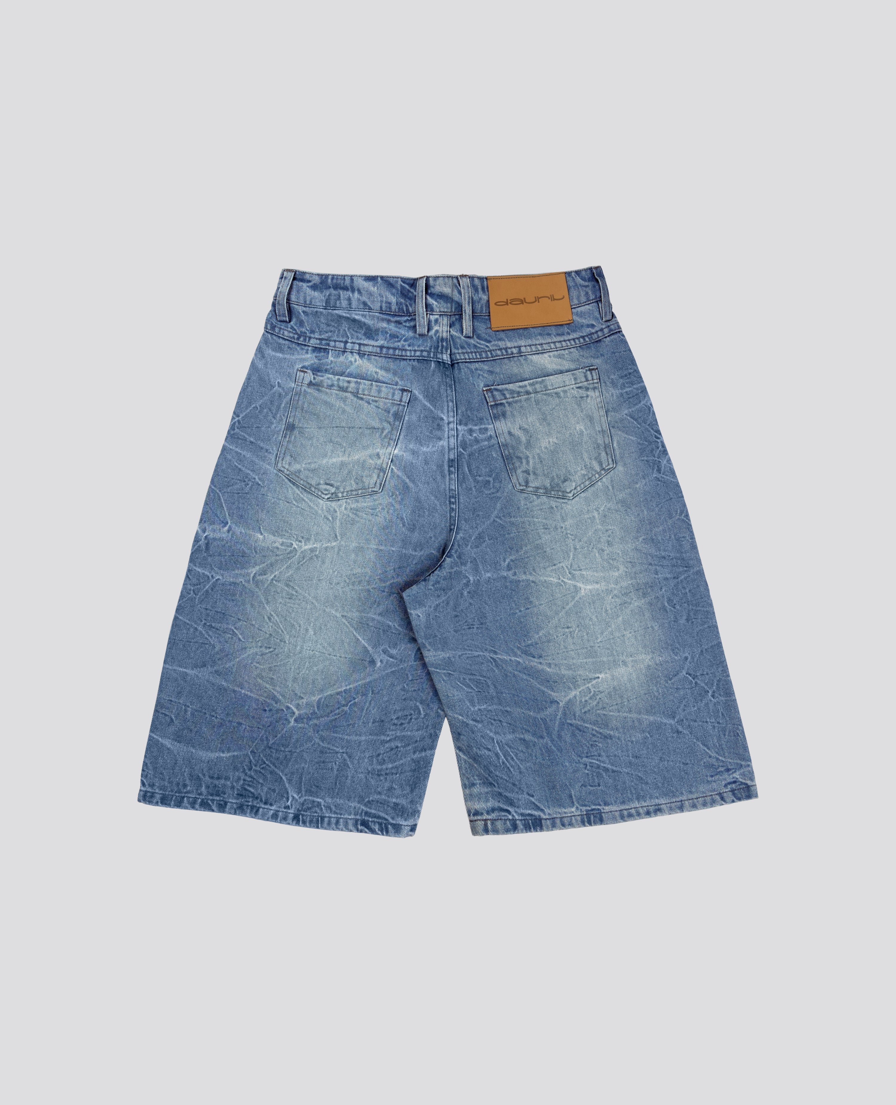 CRUSHED DENIM JORT